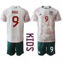 Mexiko Raul Jimenez #9 Fußballbekleidung Auswärtstrikot Kinder WM 2022 Kurzarm (+ kurze hosen)